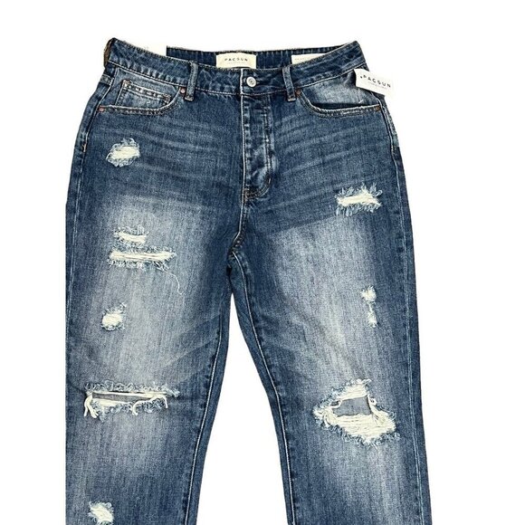 PACSUN Garfield High Rise Mom Jeans Women's Size 27 Distressed Button Fly - Picture 3 of 12
